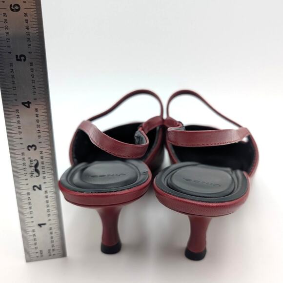 Vince Venice Slingback Kitten Heel Pumps Pointed Toe Women's Crimson US10M EU41 - Picture 5 of 12